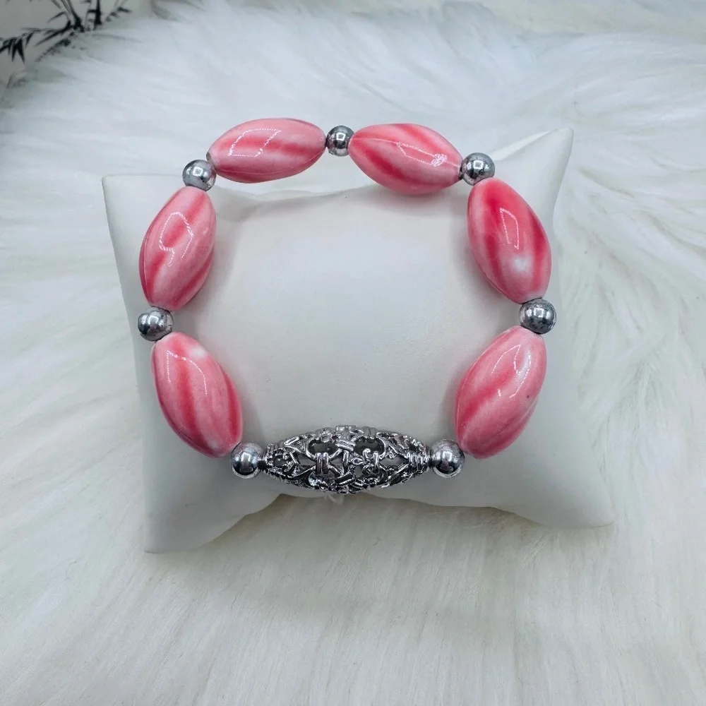 Pink Pearl Glow Statement Bracelet